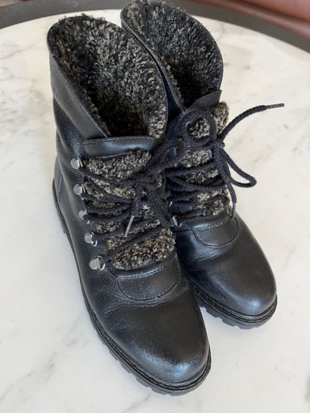 Sturdy & Warm Enzo Angiolini Leather Ankle Snow Boots, Made in Canada